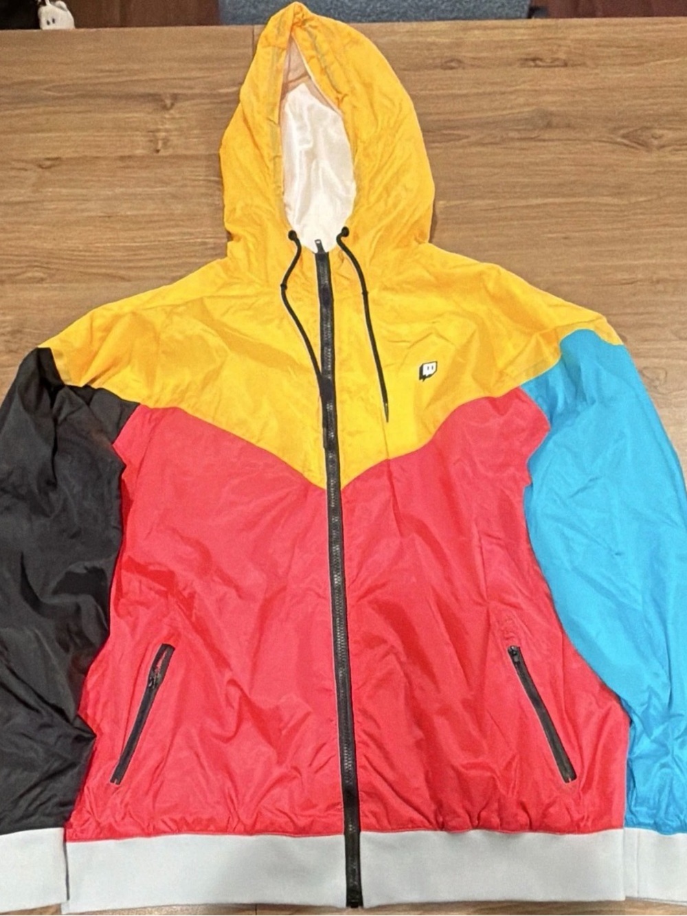 3XL Twitch Men's Hooded Full Zip Colorblock Nylon Windbreaker Never Worn
